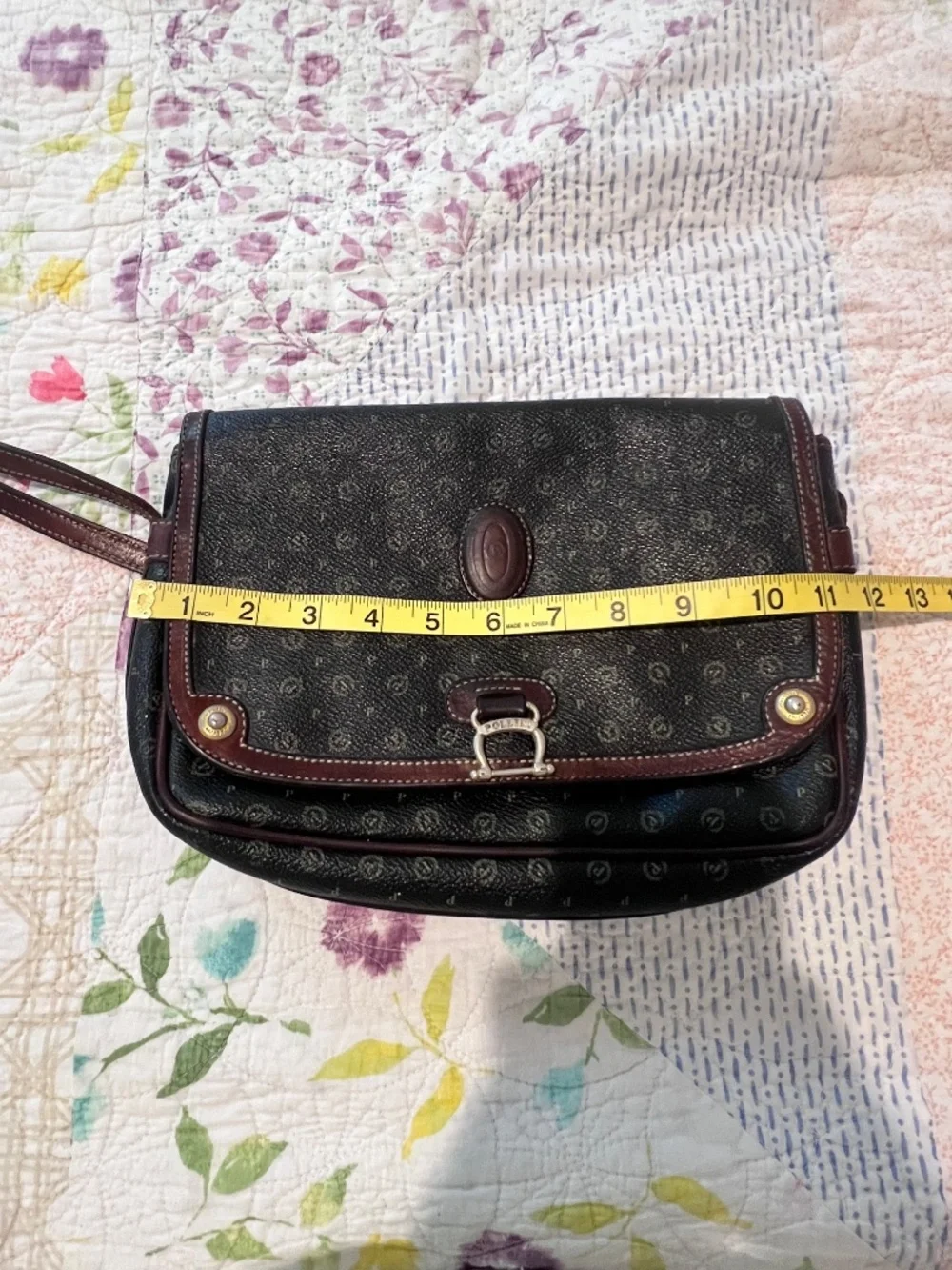 Vintage Pollini Made in Italy Monogram Leather Crossbody Bag